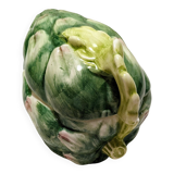 Small two-part dish, "asparagus" pattern, in slipware