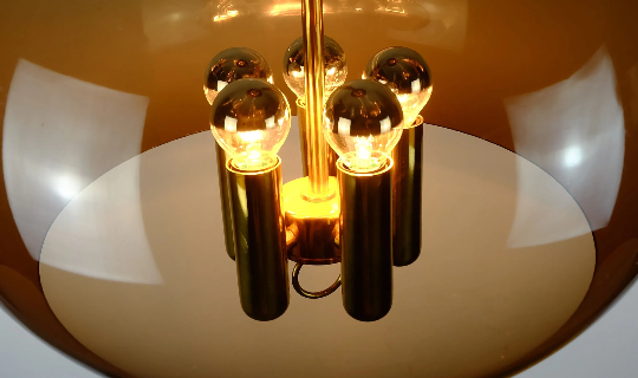 Vintage space age pendant brown acrylic and brass 1970s richard essig pendant lamp