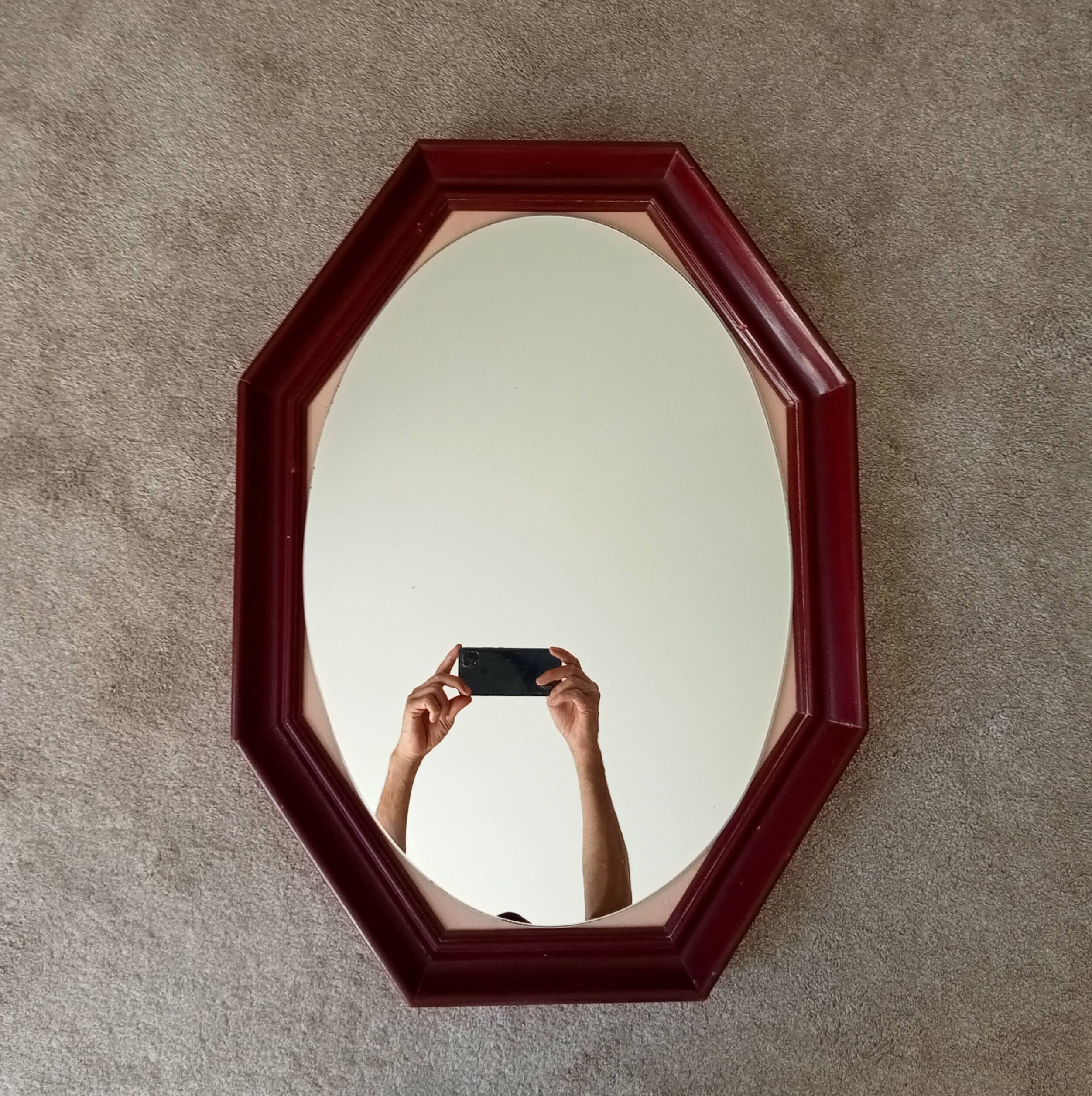 Miroir octogonale art déco en bois massif