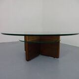Italian rosewood and glass coffee table, 1960s