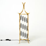 Pair of brass lantern lamps and fabrics from Maison Baguès 1960