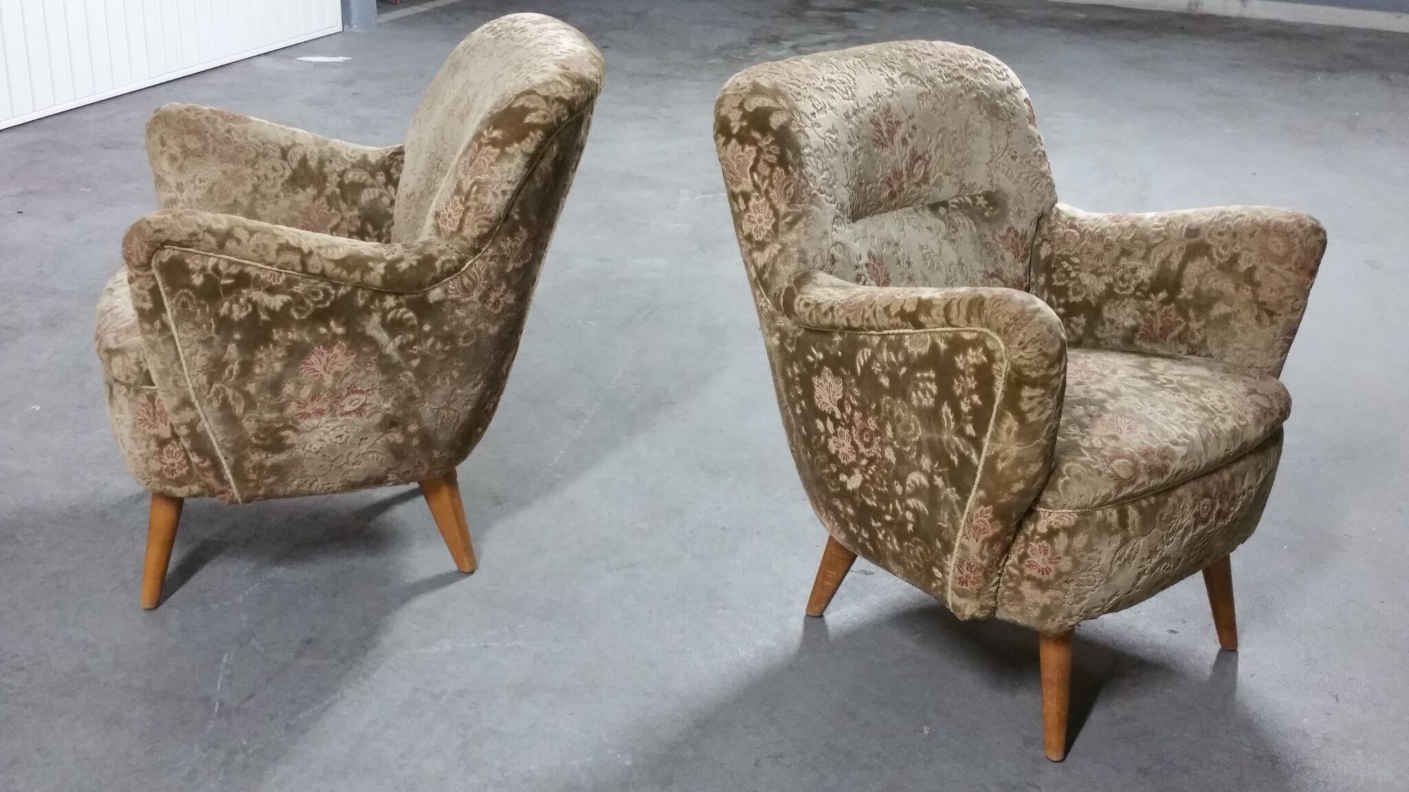 Pair of armchairs flower 50s