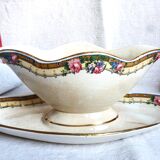 Ancien plat /légumier de table avec saucière, vaisselle vintage début 20e