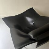 Semana design armchair in black leather and steel by D.Weeks, limited edition 1980