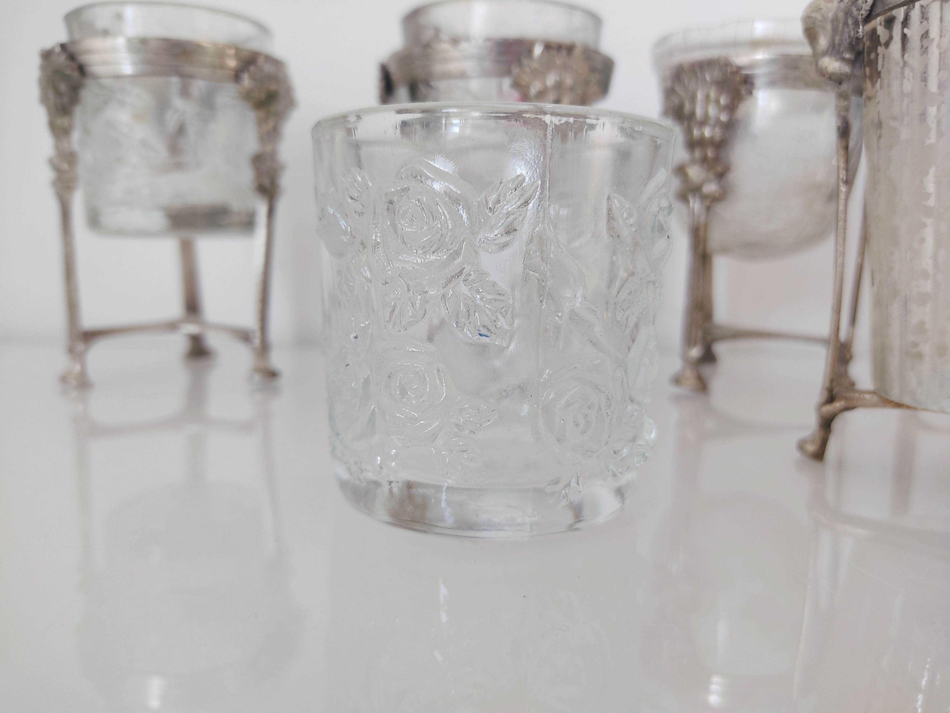 Ensemble de 8 photophores verre et métal