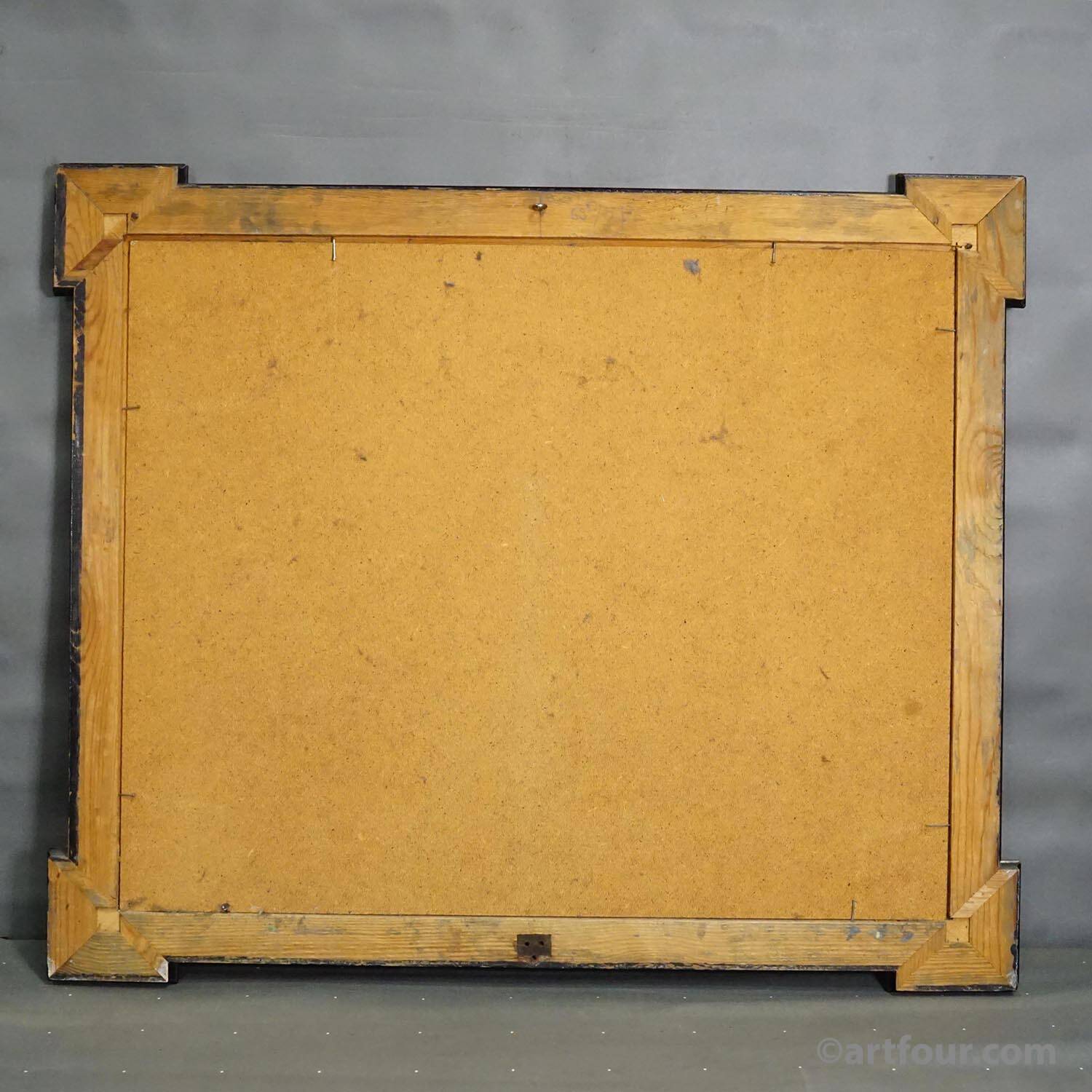 Vintage oil painting of the Viktualienmarkt in winter in Munich by Alexander Michael.