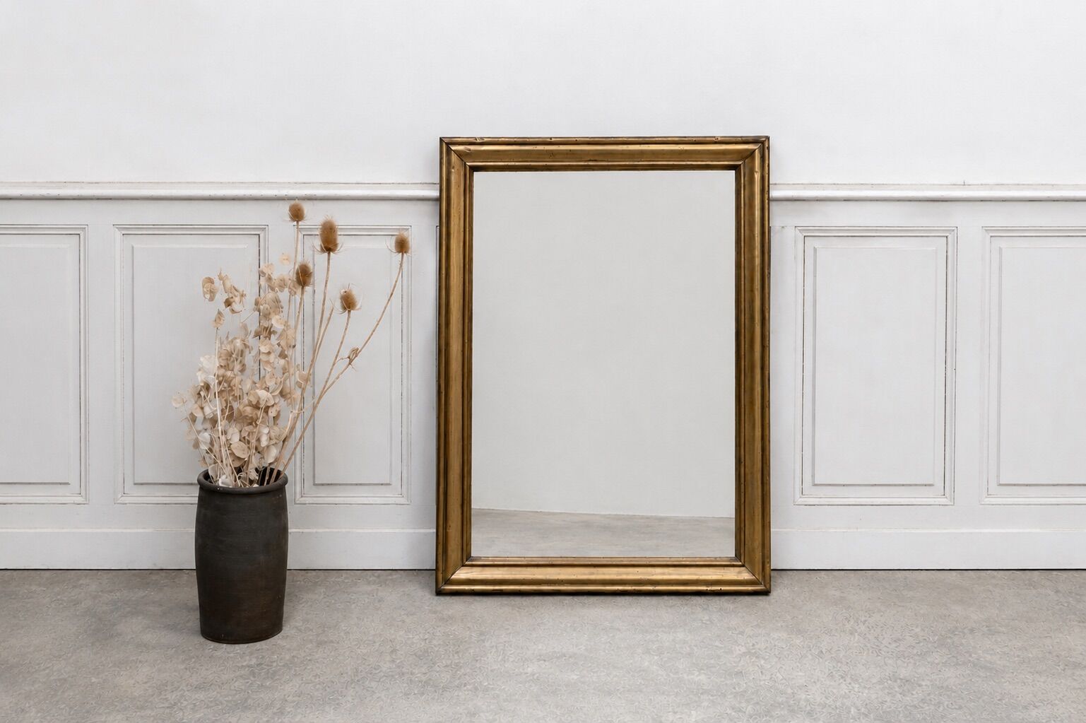 Miroir ancien en laiton de brasserie, 19ème