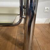 Coffee table chrome and smoked glass design 70s