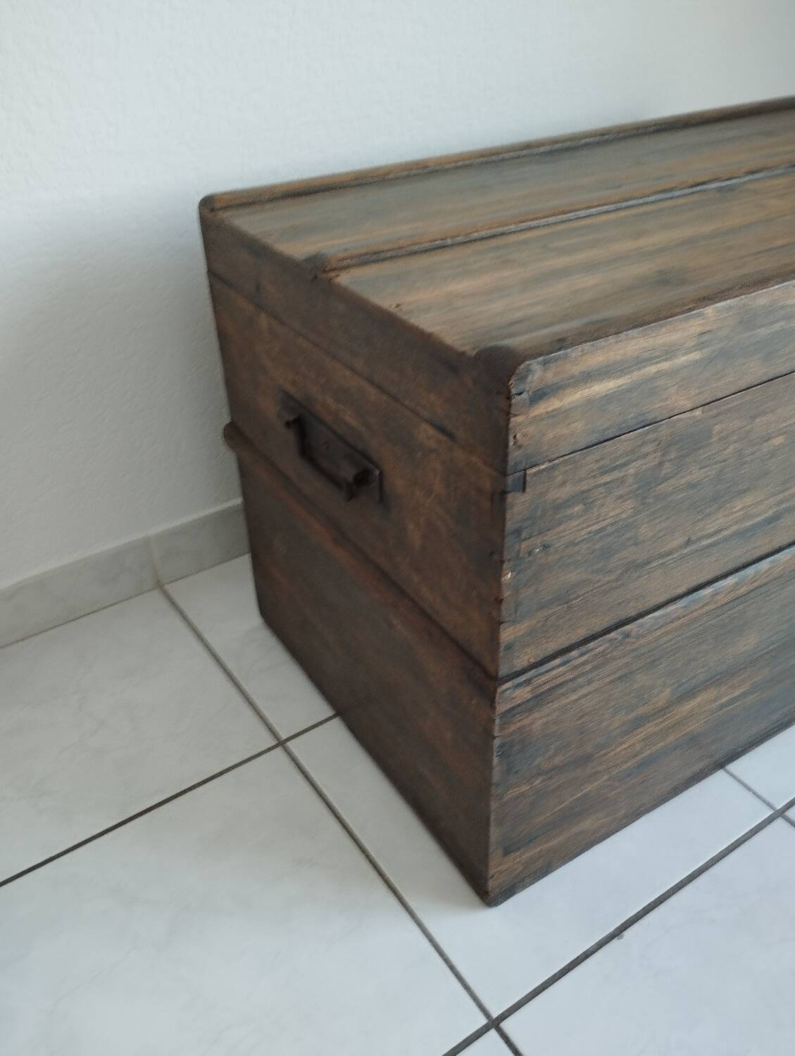 Old waxed wooden trunk 19th century