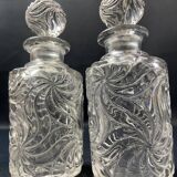 Pair of early 20th century SAINT LOUIS crystal perfume bottles, Fleurs de viole model