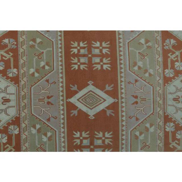 1970s Vintage Turkish Handmade Wool & Cotton Orange Area Rug 254x358