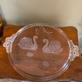 Plateau en verre décor cygnes