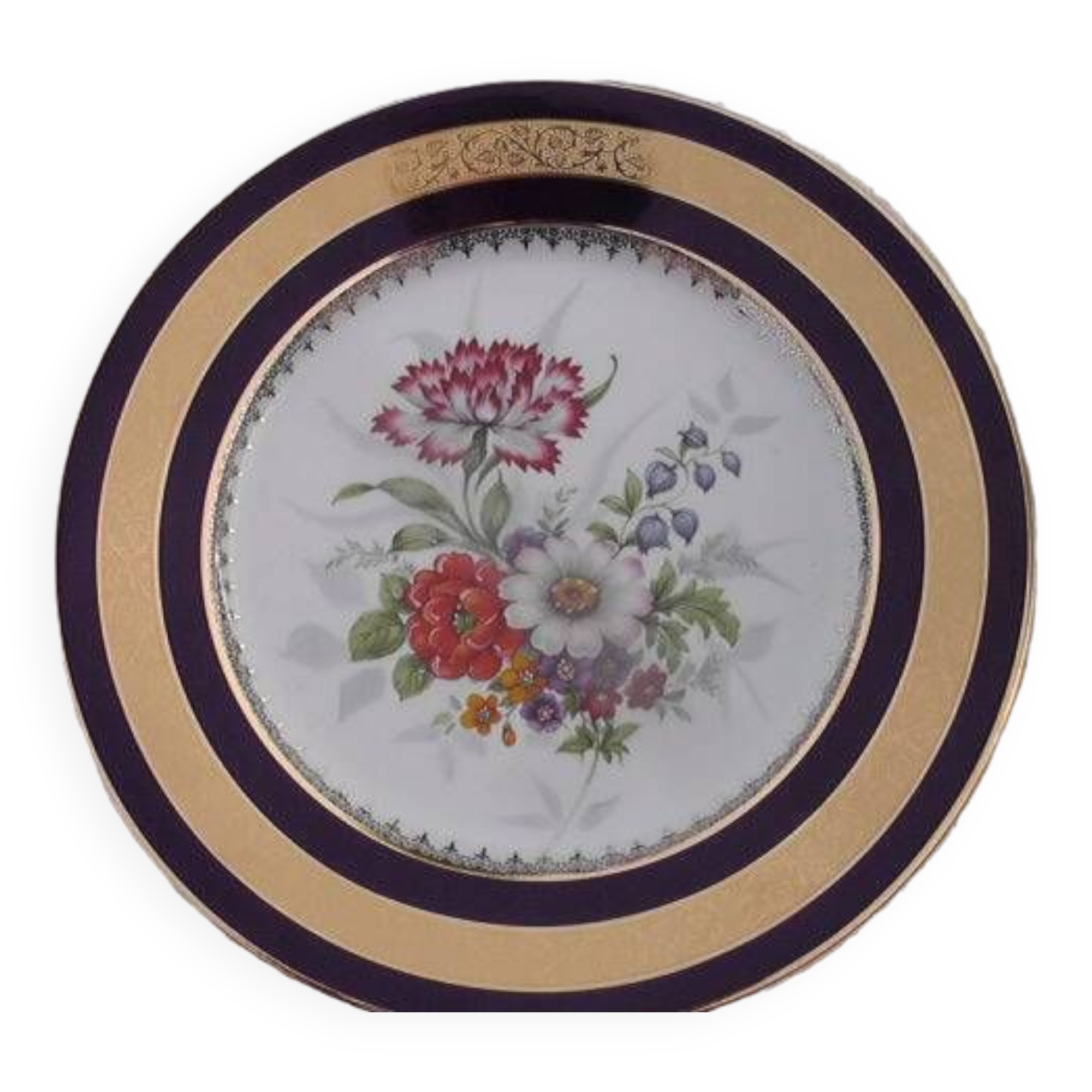 Collectible plate in Limoges kiln blue porcelain