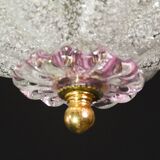 vintage Venetian chandelier, pink flower Murano glass, 1970s