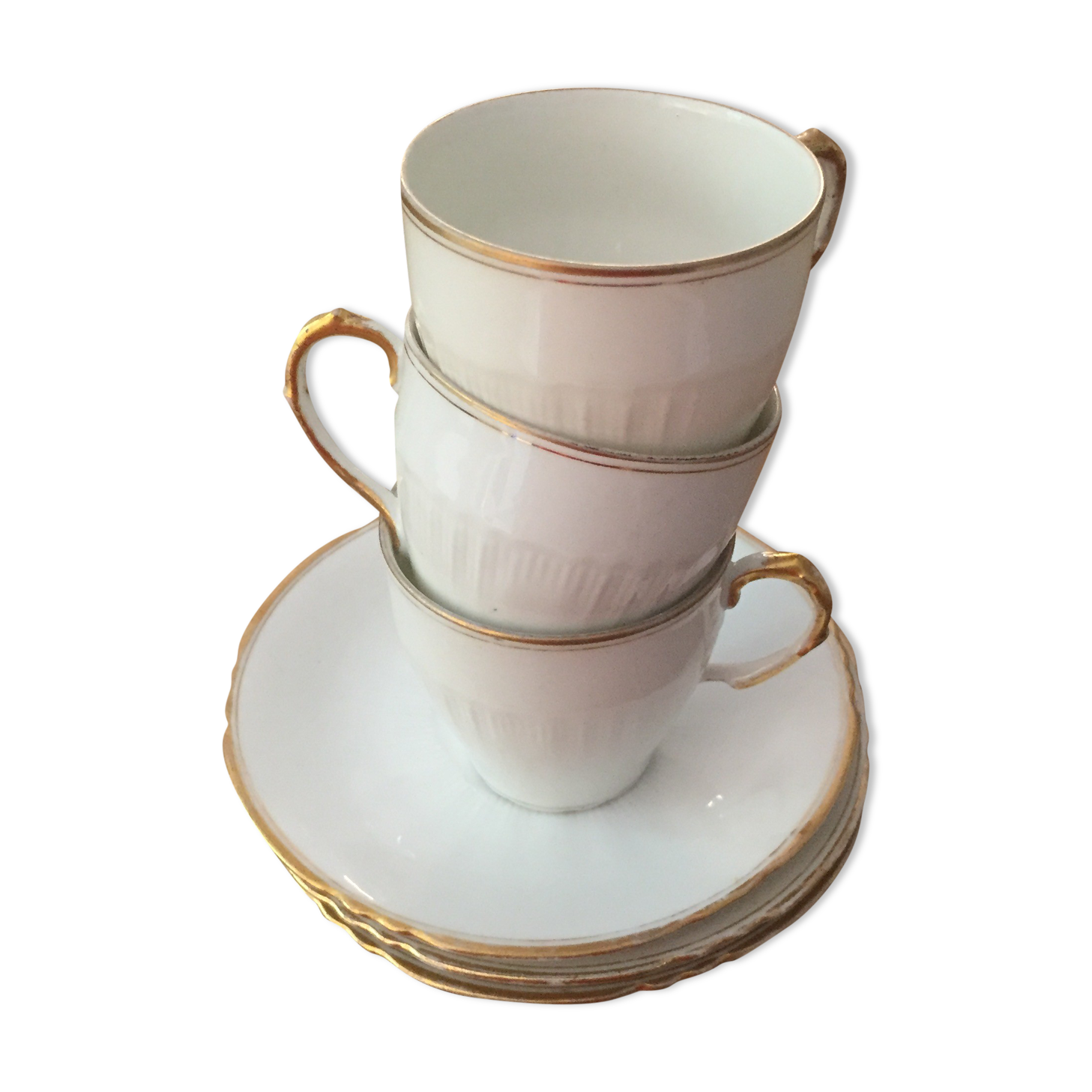 set of 3 cups and old saucers