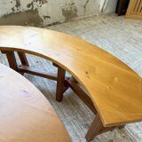 Set of round table and 4 rounded benches, 1950
