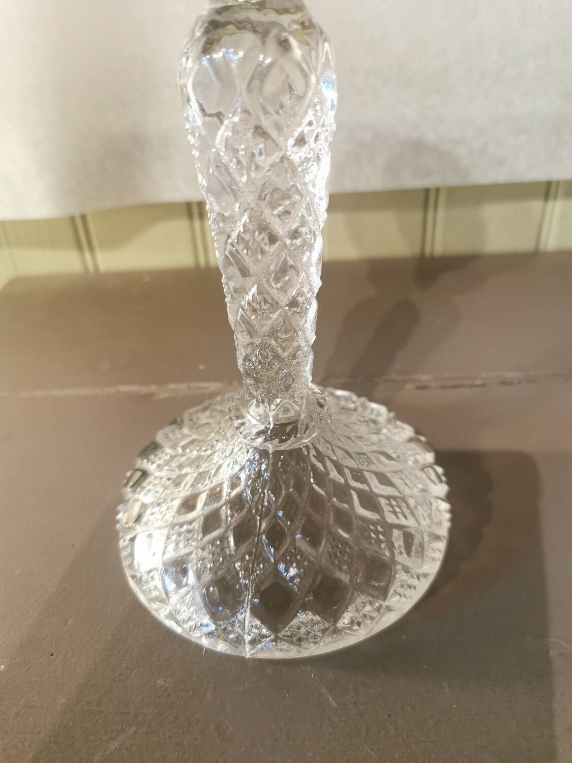 Pair of molded glass candlesticks