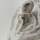 Painting signed sepia monochrome watercolor study of the statue “Rodin’s kiss”