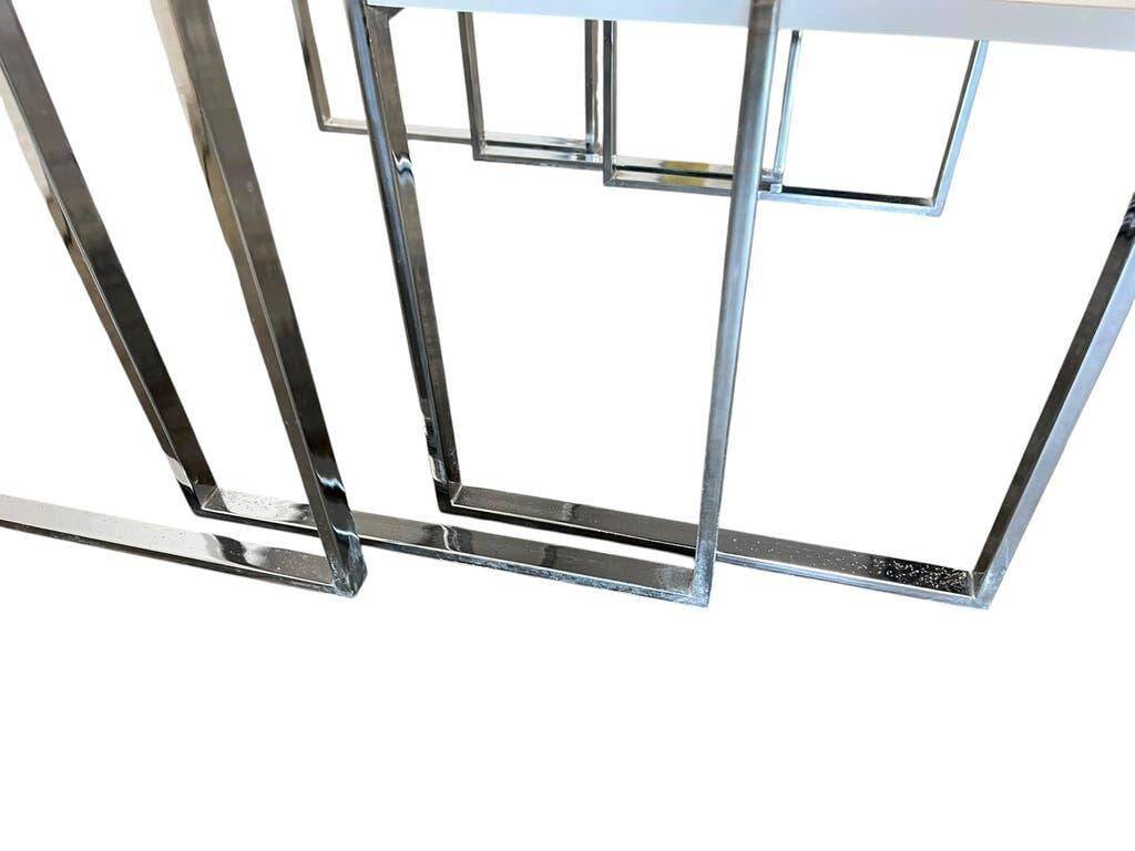 Set of 3 vintage nesting tables / chrome/marble side tables.
