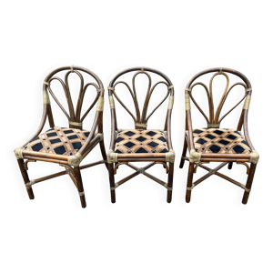 Lot de 3 chaises fauteuils - rotin