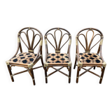 Set of 3 rattan armchair chairs