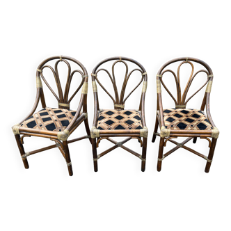 Lot de 3 Chaises fauteuils en rotin