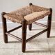 Stool bench wood and straw vintage bohemian spirit