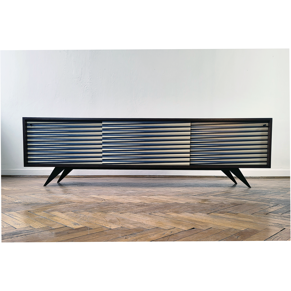Vintage Scandinavian Modern Sideboard Hand-Painted Pattern, Denmark 1960s