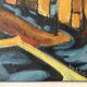 Painting painted on wood "village under the storm"