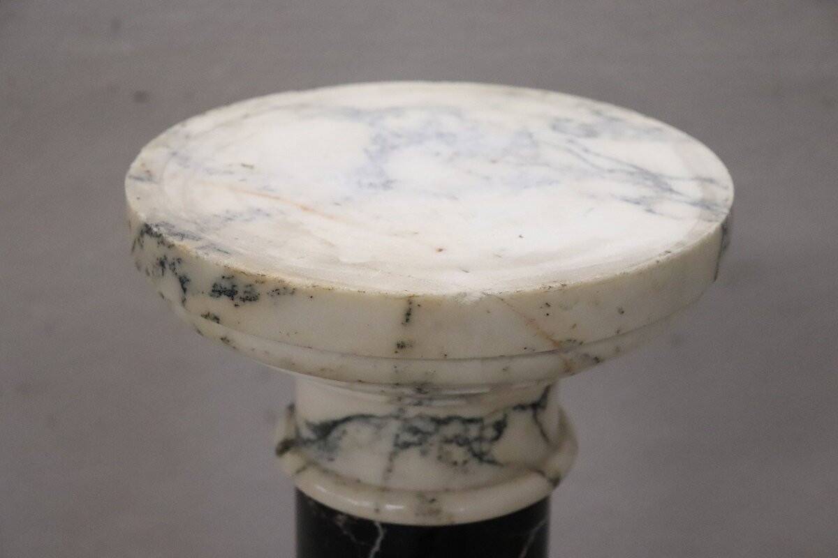 Antique black and white marble column, Italy, late 19th century