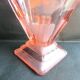 Large fan vase, glass, bright pink and frosted, Art Deco