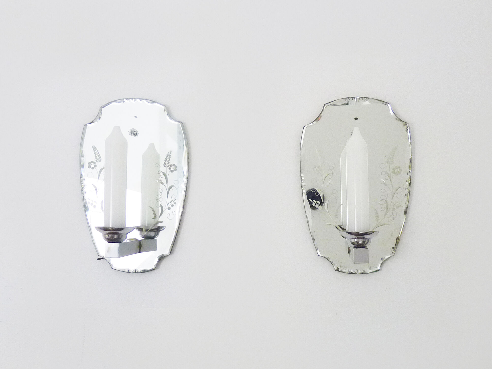 Pair of antique Venetian mirrored wall sconces
