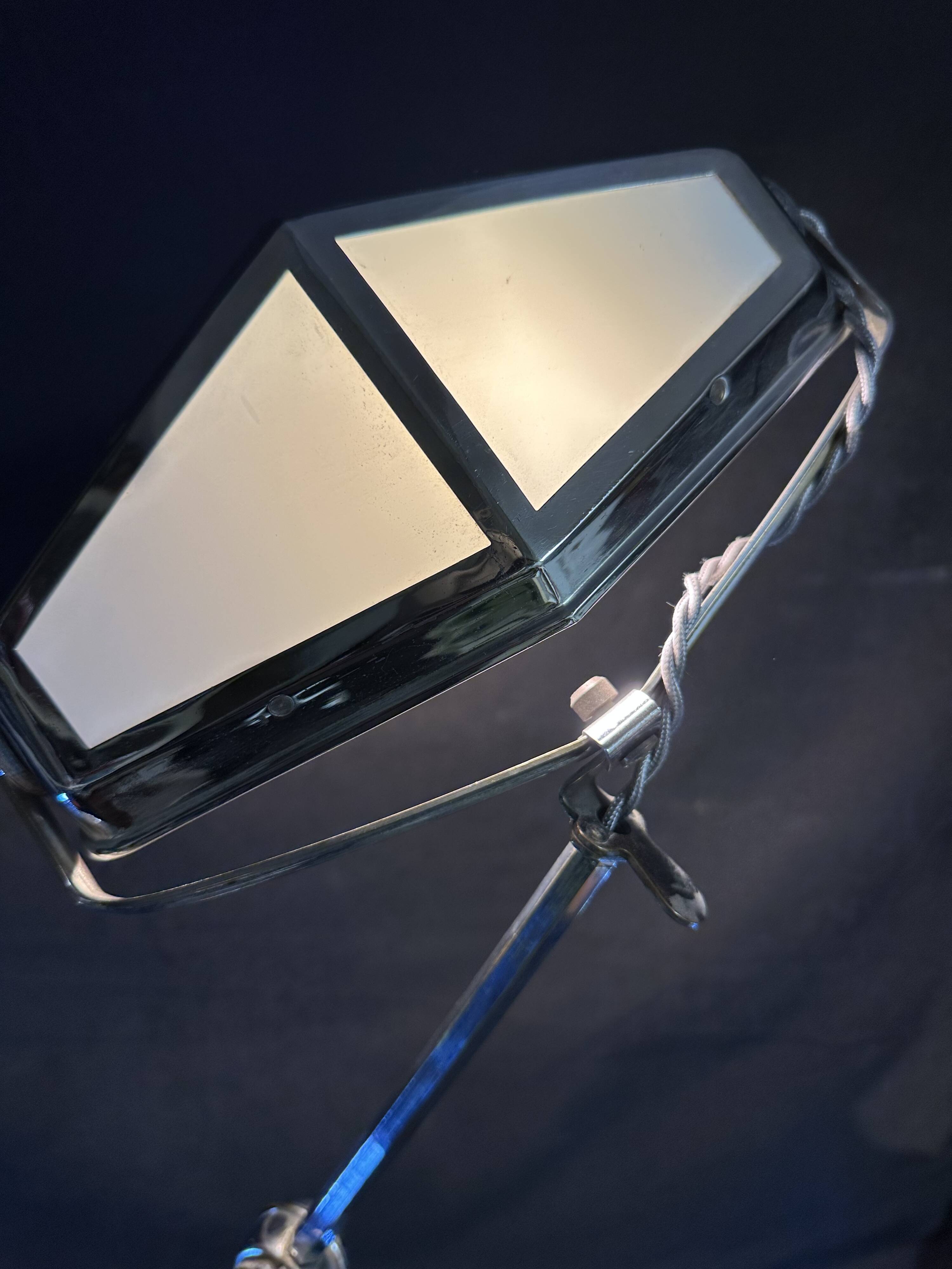 Large PIROUETT Art Deco metal chromo glass clouds lamp