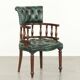 Chaise de bureau Chesterfield de style anglais en cuir vert