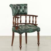 Green cow leather Chesterfield office chair / side chair in English style