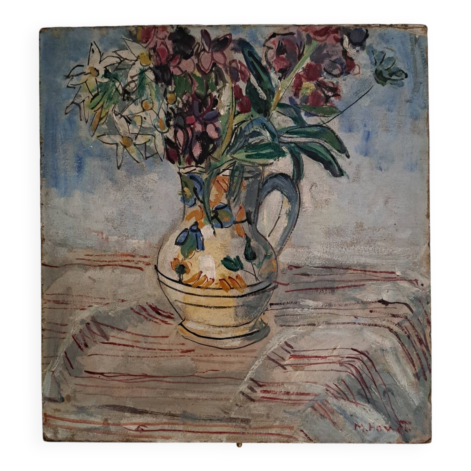Tableau Ancien Bouquet vers 1950