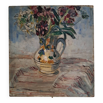 Tableau Ancien Bouquet vers 1950