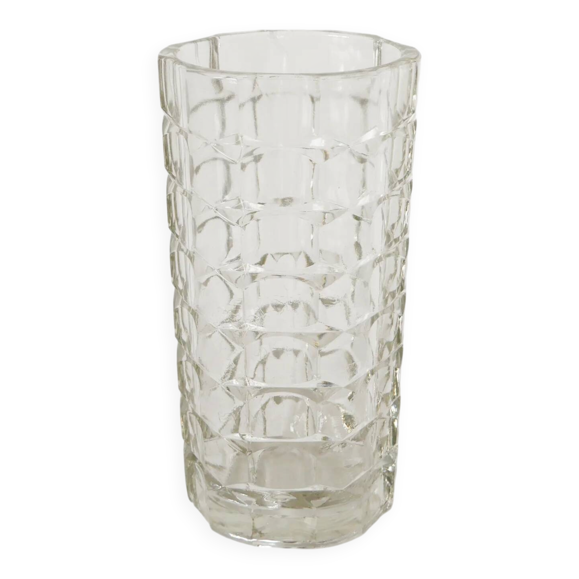 Large pressed moulded glass vase, made in Italy, 1970.