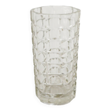 Large pressed moulded glass vase, made in Italy, 1970.