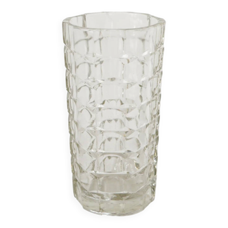 Large pressed moulded glass vase, made in Italy, 1970.