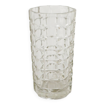 Large pressed moulded glass vase, made in Italy, 1970.
