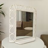 Antique 1930s enamelled cast iron shelf mirror