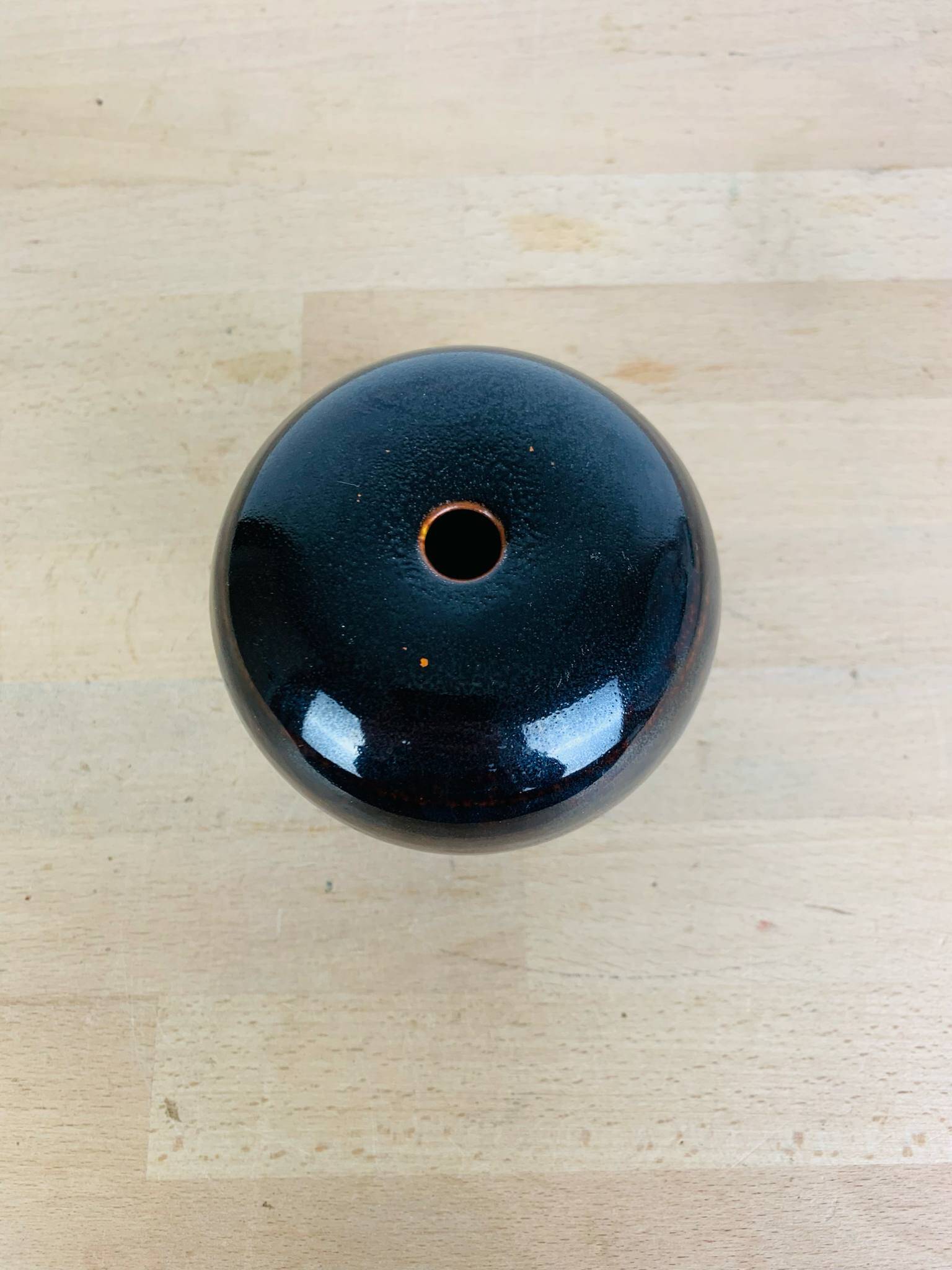 Black ceramic vase signed Comte, vintage