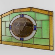 Art Deco Stained Glass Panel Depicting Runners in Motion, Belgium ca. 1910