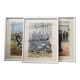 Set of 3 military drawings, watercolor and gouache by Pierre Albert Leroux