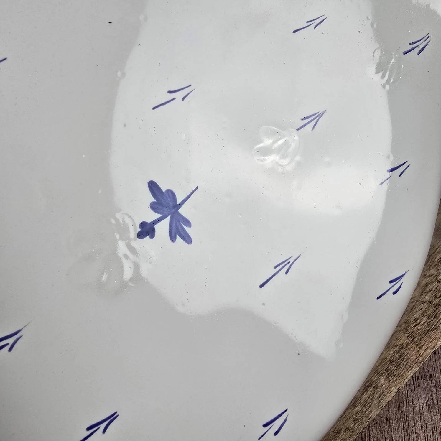 Plat à foie gras en céramique – décor bleu et blanc, forme canard