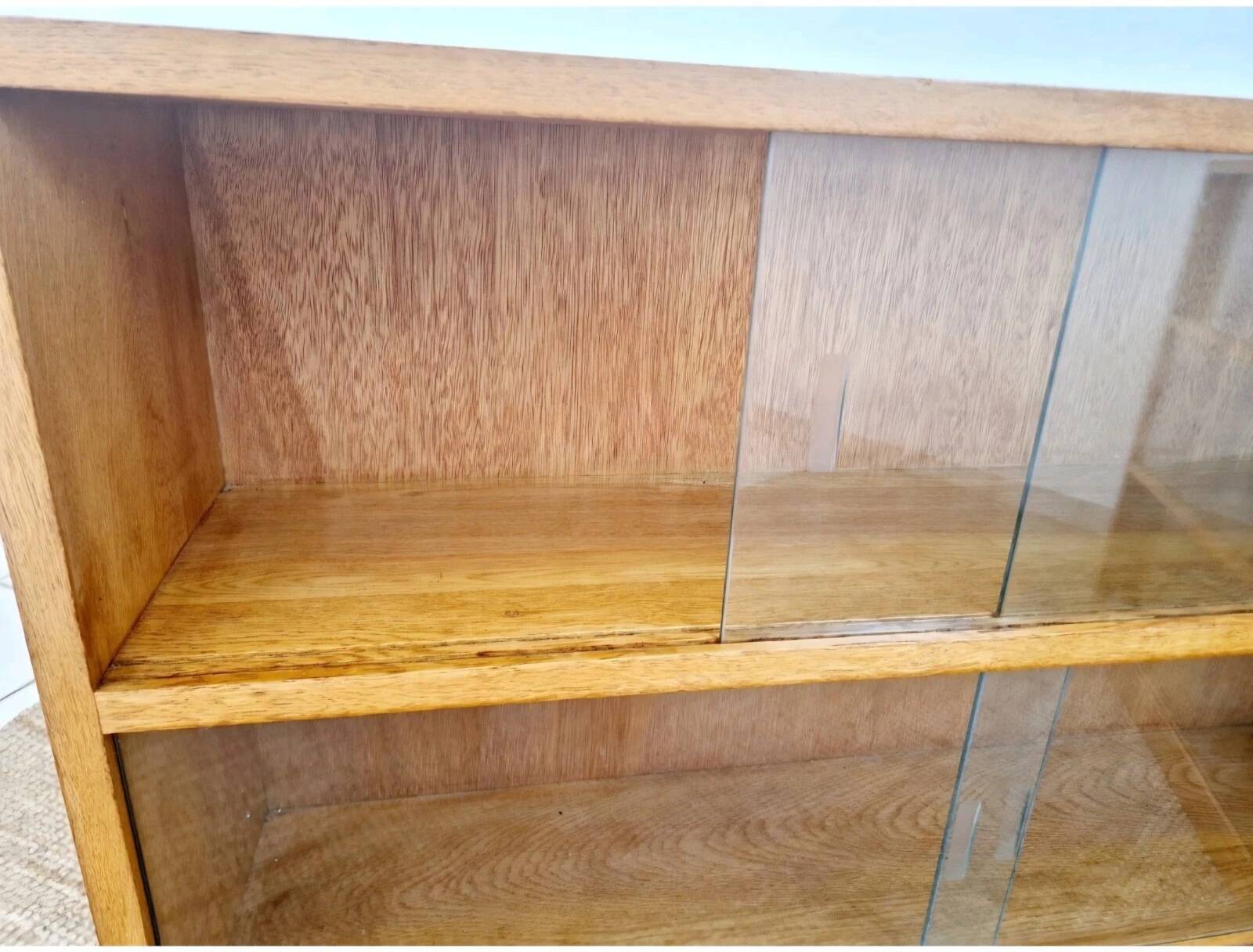 Pair of Mid-Century Oak School Bookcases