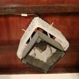 Vintage metal and glass cubic chandelier from Maison Arlus 1960.