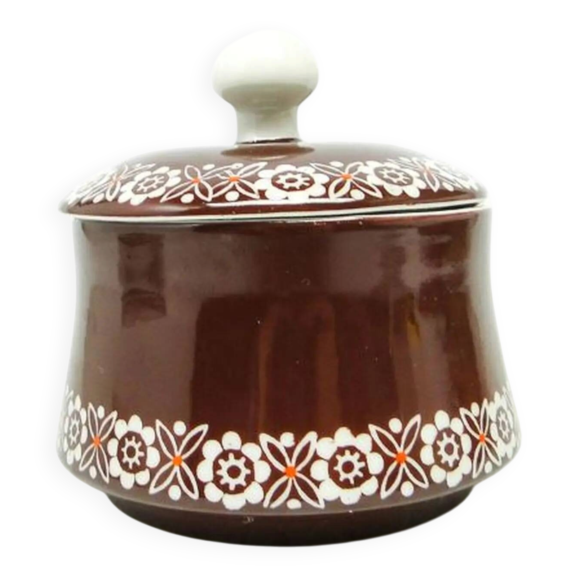 Sugar bowl, burgundy ceramic, Wałbrzych, Poland, 1960s
