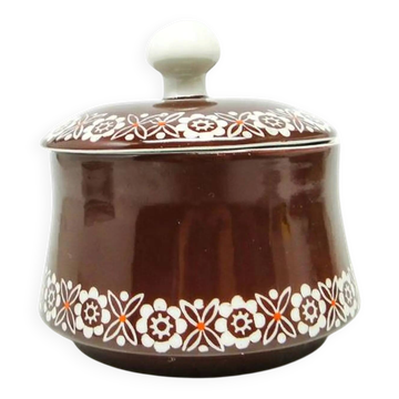 Sucrier, céramique bordeaux, Wałbrzych, Pologne, années 1960